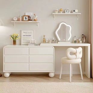Cream Style Dressing Table Integrated Light Luxury Large Storage Space-Saving Modern Simple Storage Cabinet Bedroom Home Dressing Table