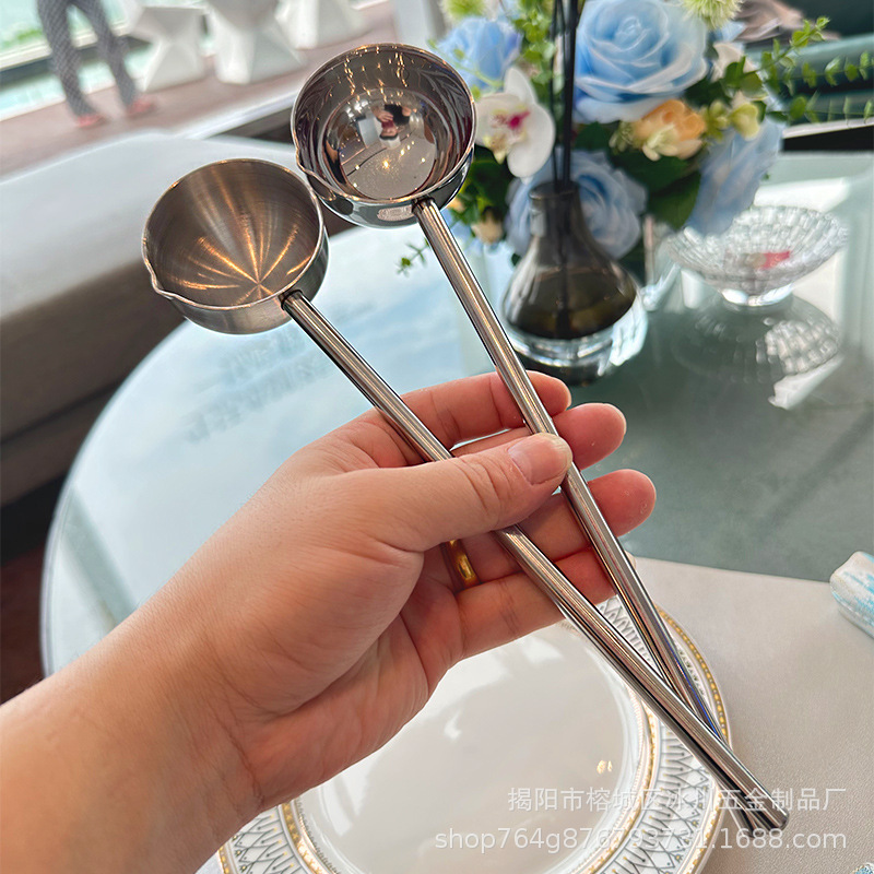 [Selected Goods] Mini 304 Long Handle Oil Splashing Spoon Deepens Soup Spoon for Hot Oil