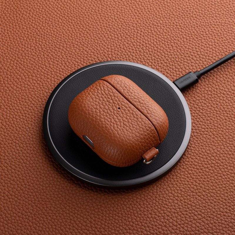 适用苹果airpodspro3耳机保护套真皮荔枝纹代苹果耳机壳|undefined