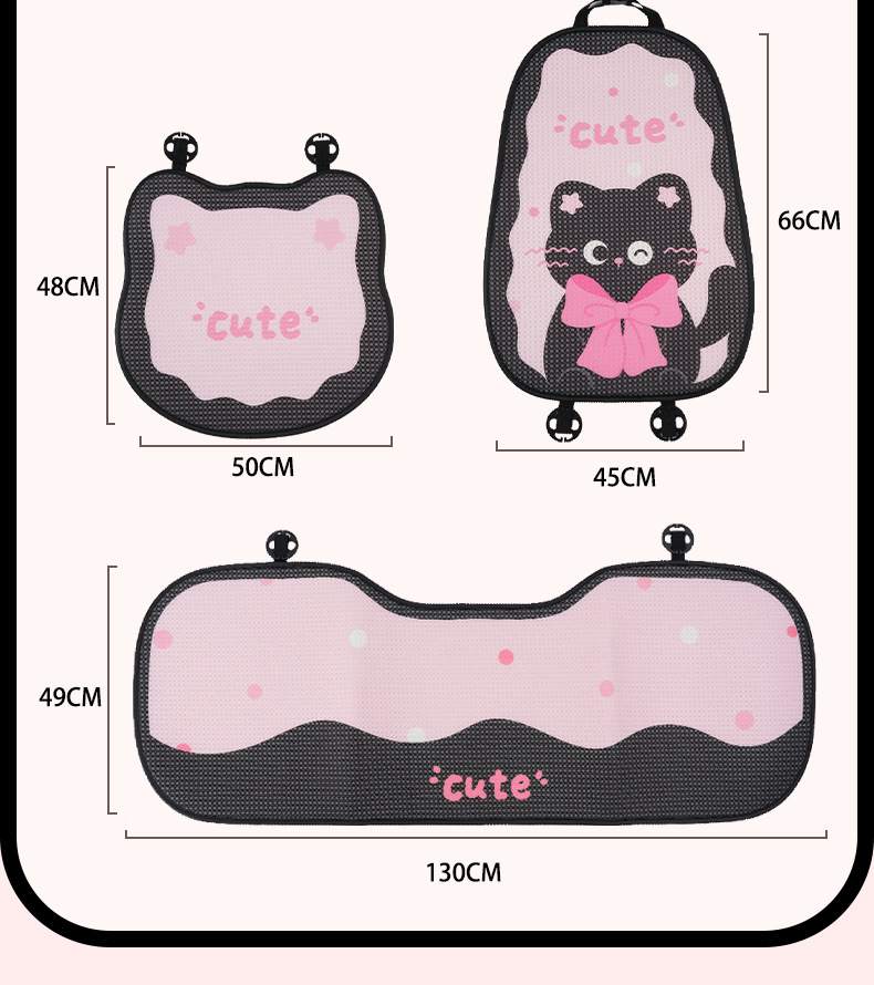 Summer Car Cushion Cute Bow Cat Car Comfortable Breathable Cushion Creative Cartoon Car Seat Cover