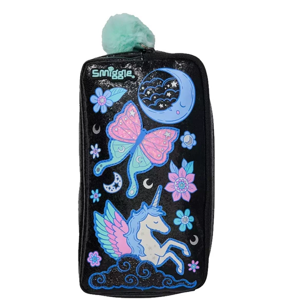 Black double-layer pencil case, 22.5×12.5cm