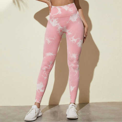 Cross-border seamless knit tie-dye yoga pants ultra-elastic tight body-hugging peach-shaped hipster high-waist fitness sports long pants batch