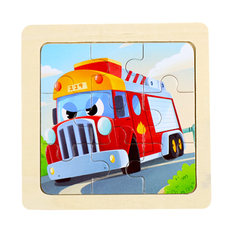 Fábrica directa de niños pequeños 9 piezas de dibujos animados de madera plano rompecabezas puzzle puzzle juguetes de educación temprana para bebés image 16