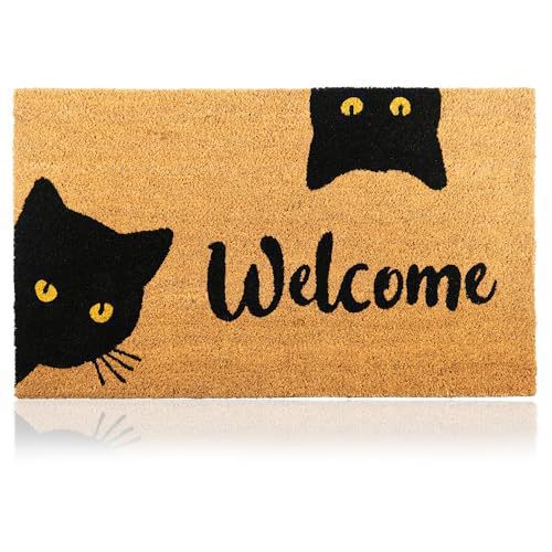 Amazon temu alambre material coco marrón inglés amor gatos y pájaros en la alfombra de la puerta antideslizante alfombra de entrada