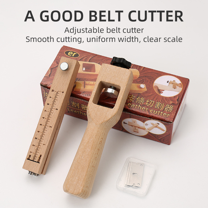 Cortador de correa con mango de madera ajustable, cortador de cuero hecho a mano, cortador de cuero, cortador de cuero, cortador de cuero