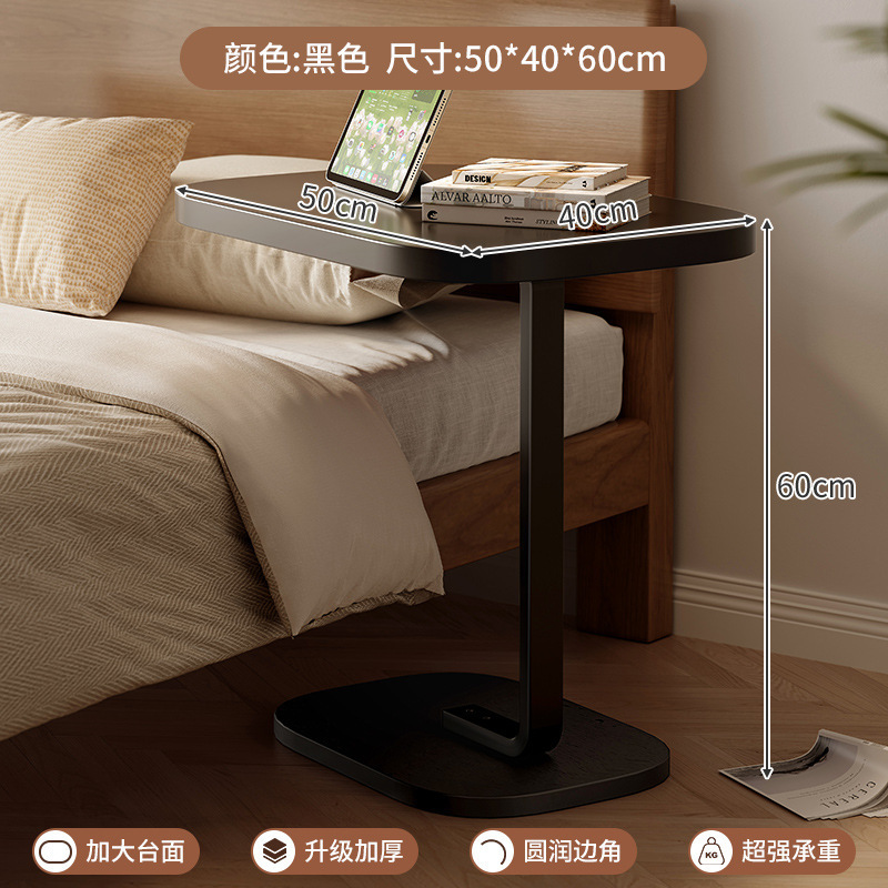 Mesa de noche, dormitorio, estante de cabecera, mesa de centro pequeña para el hogar de madera maciza perezosa móvil, mesa pequeña que se puede levantar y voltear