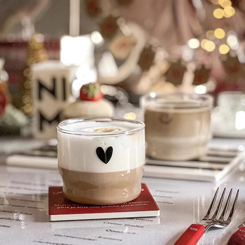 Ins-style glass cups, creative milk cups with smiling faces and heart shapes, stackable cups, dessert small bowls, breakfast cups, high-temperature resistant