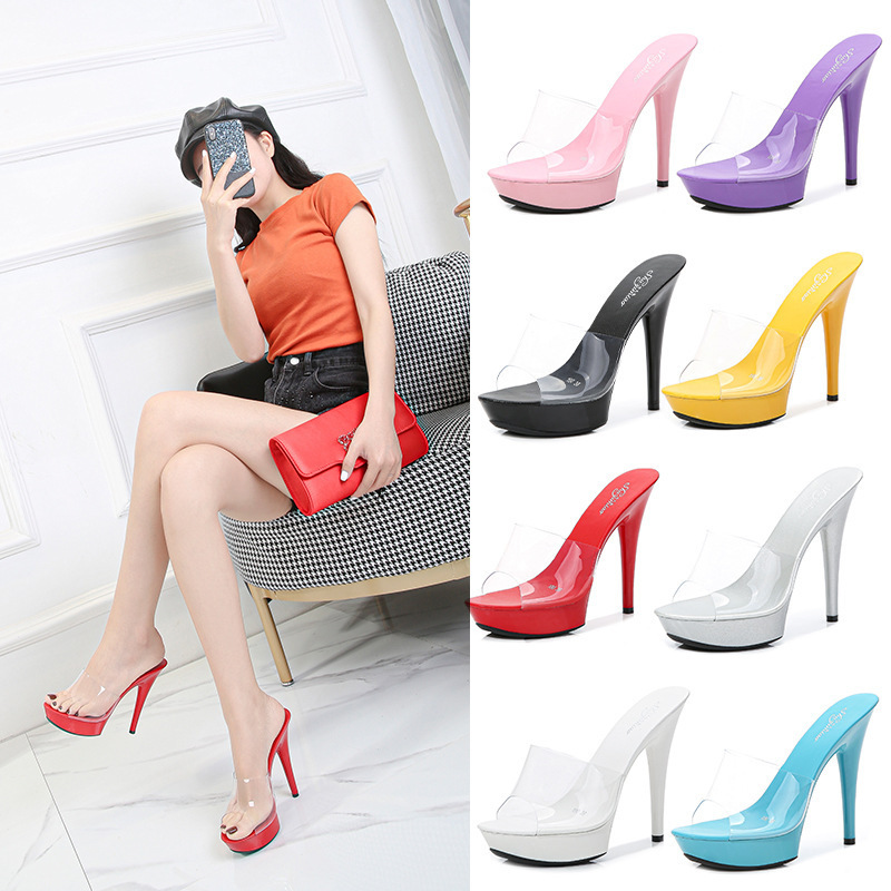 Women's one-strap slippers 2020 new summer fashion 13CM all-match internet celebrity sexy high heels stiletto heel