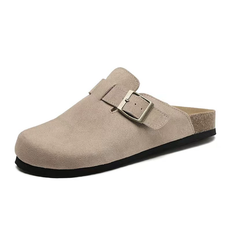 Кожаные туфли Birkenstock для мужчин и женщин, пробковая кожа коровьего меха, Birkenstock носок-носок полуприлегания сандалии-тапочки, женская летняя верхняя одежда, весна и осень, обувь с толстой подошвой