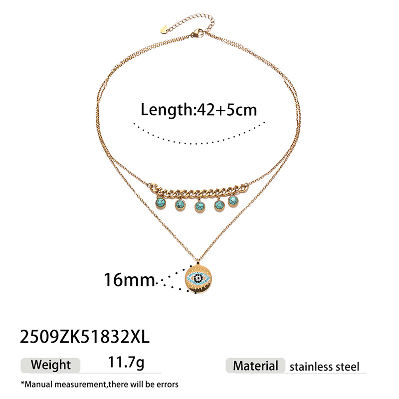 TENA Europa y los Estados Unidos transfronterizos franceses ojos del diablo colgante incrustado collar de piedra natural ligero lujoso collar de alta sensación plegable image 7