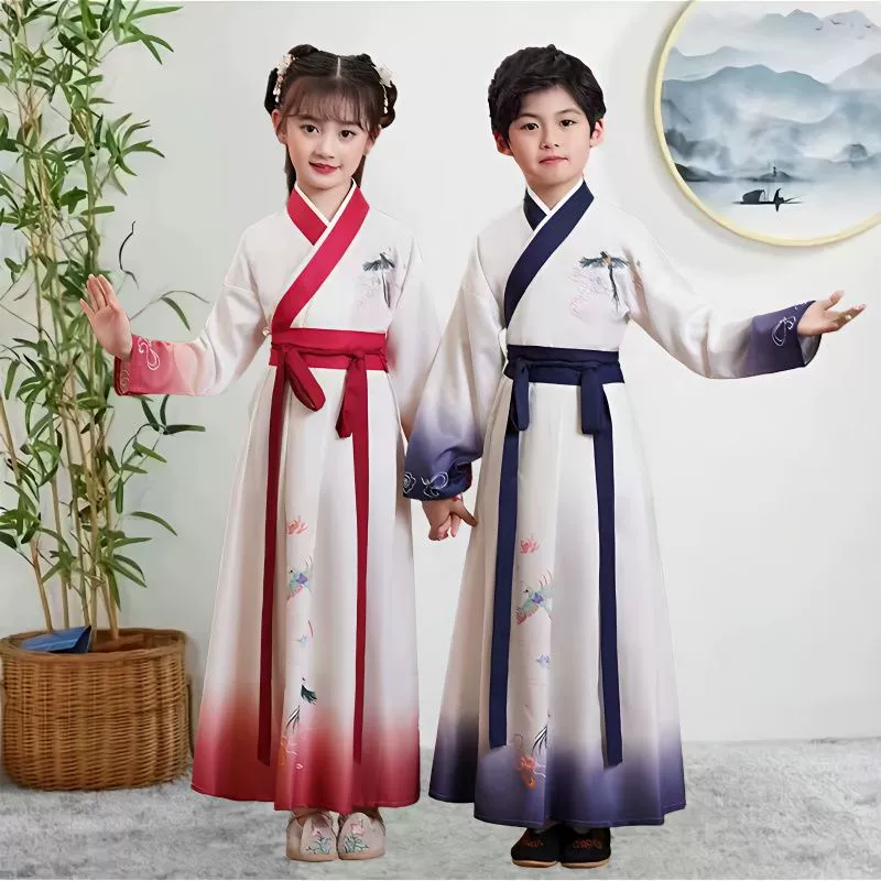 Новая детская одежда Guoxue Hanfu в китайском стиле для учеников начальной и средней школы, треххарактерная одежда из Священного Писания, одежда для церемонии открытия, выпускной костюм для выступлений