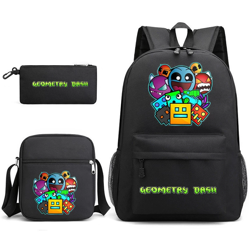Геометрическая спринт игра Geometry Dash трехчастный рюкзак мужской и женский студентский кампус пенал холщовая сумка