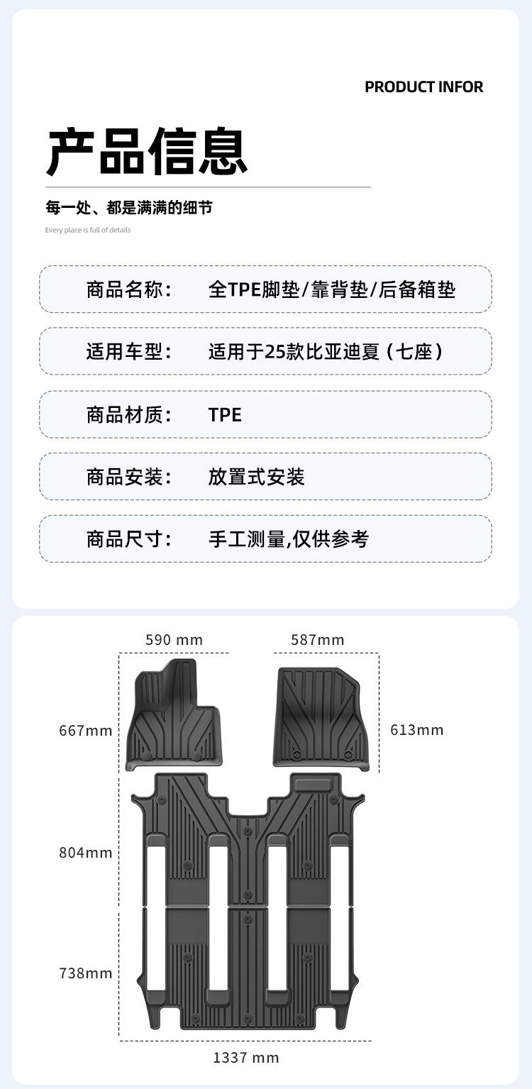 Suitable for 25 Byd Xia Car Floor Mats, Waterproof Tpe Floor Mats, Trunk Mats, Environmentally Friendly Seat Back Mats