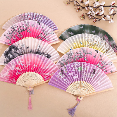 2pcs Ancient Hanfu fairy dress Folding Fans for women girls Chinese traditional dance performance fans Gift model show fan Costume Japanese fan