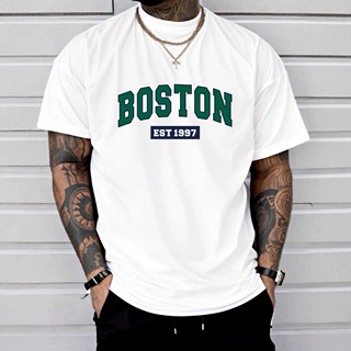 Boston EST1997 Retro Printed Men's New Cotton T-shirt F ashi