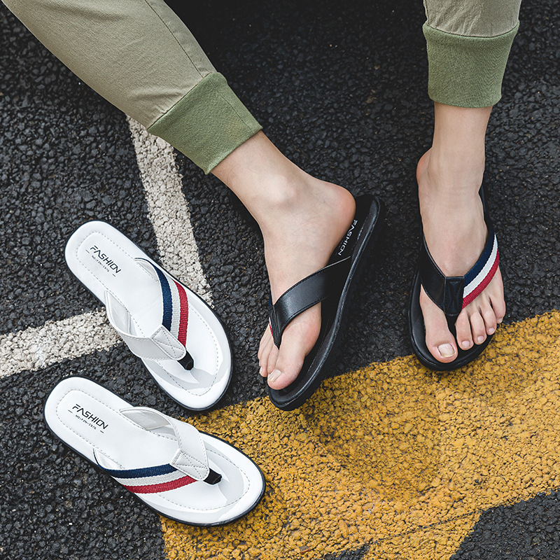 Trendige Flip-Flops – Rutschfest, geruchsabweisend – Herren-Slipper für Outdoor-Aktivitäten, Sommer-Style, Leder, Koreanischer Stil_voghion.com