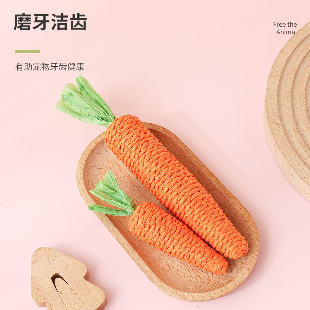 Nuevo producto de juguete para gatos, zanahoria, auto-odorante, rechinar los dientes, resistente a morder, juguetes de cuerda de papel, morderse, juguetes de agarre para gatos, suministros para mascotas