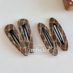 韩式森系绿格纹布艺发夹文艺复古小众少女氛围感侧边夹碎发夹新款