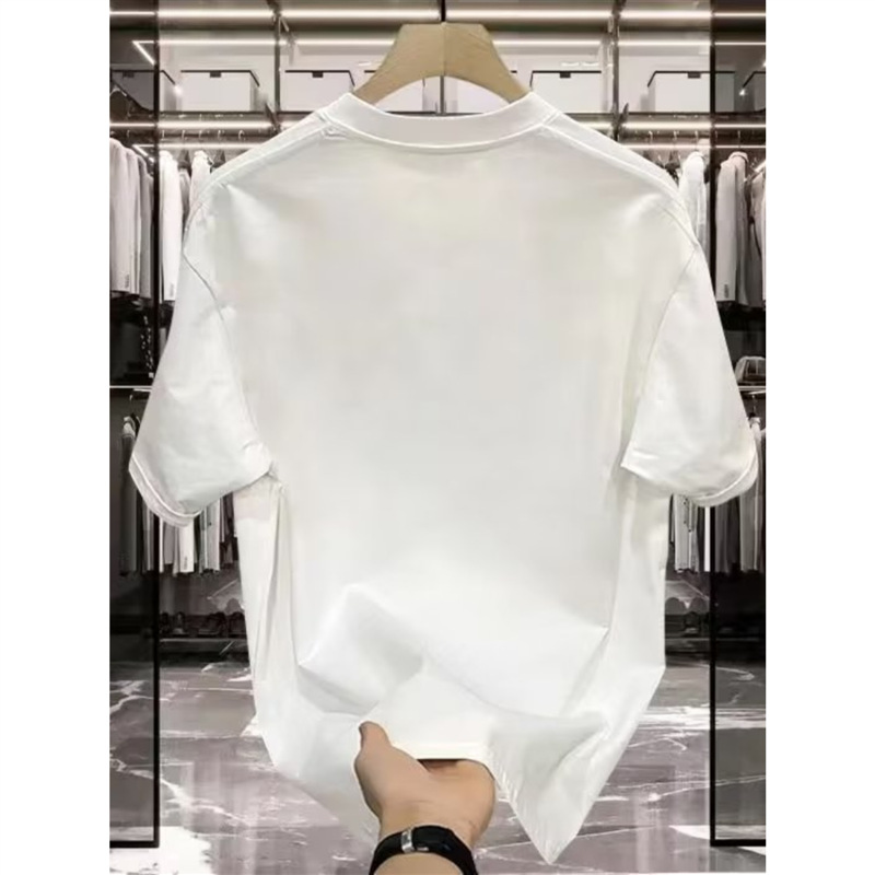 Grynos medvilnės trumpomis rankovėmis marškinėliai vyrams ir moterims, vasariniai, madingi, laisvi, apvaliu kaklu ir raštu išspausdinti „Instagram“ tinklelio raštu._voghion.com