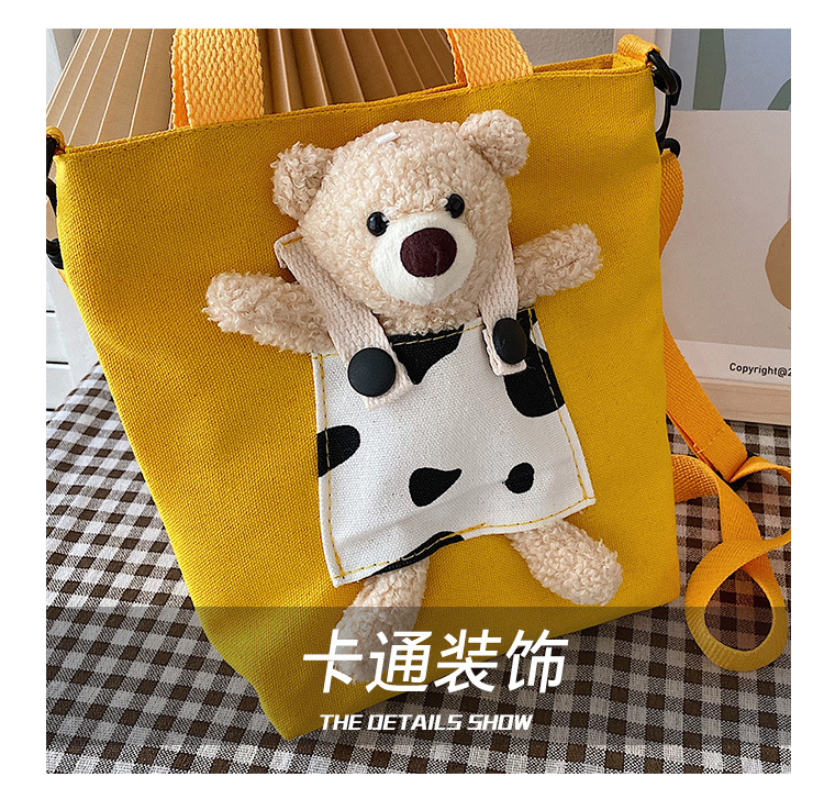 Japanese-style InS-style cute cartoon bear doll, girl student canvas crossbody bag, funny and unique single-shoulder bag undefined