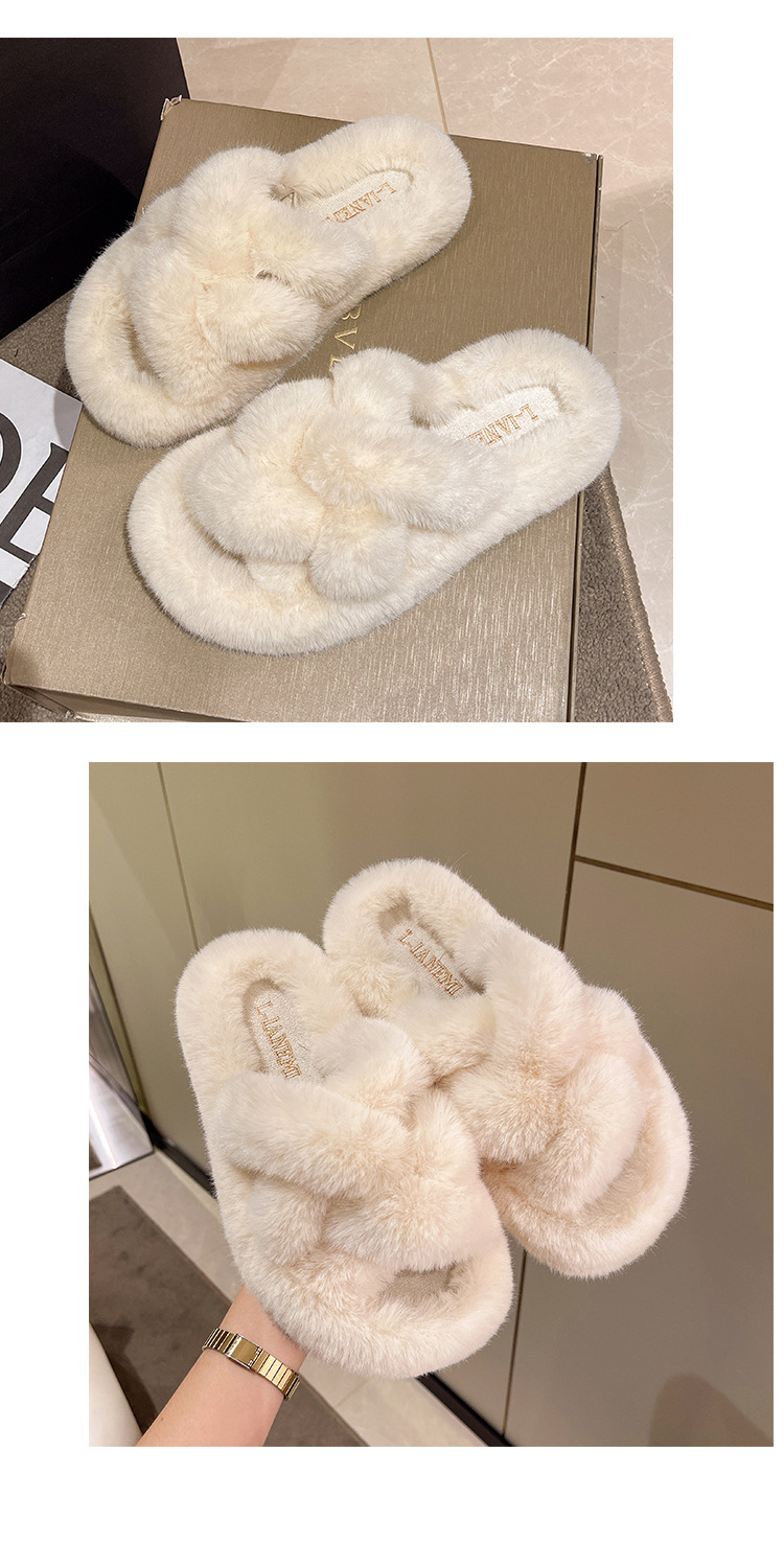 Una grande generazione di capelli, intrecci di pasta fritta, pantofole di peluche comode con suola spessa interna, pantofole di peluche in cotone_voghion.com