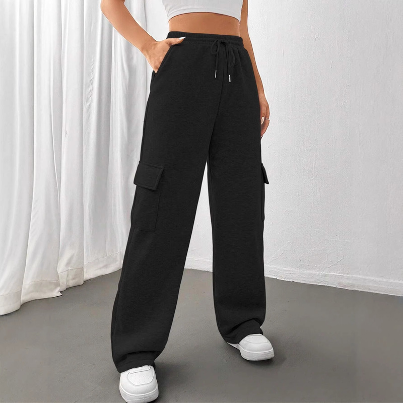 European and American women's personalized workwear wide-leg pants, outdoor casual sports jogging pants, comfortable for daily wear, versatile and trendy, cross-border