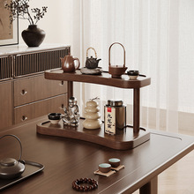 桌面茶杯收纳置物架小型博古架实木新中式紫砂壶摆件架茶具展示架