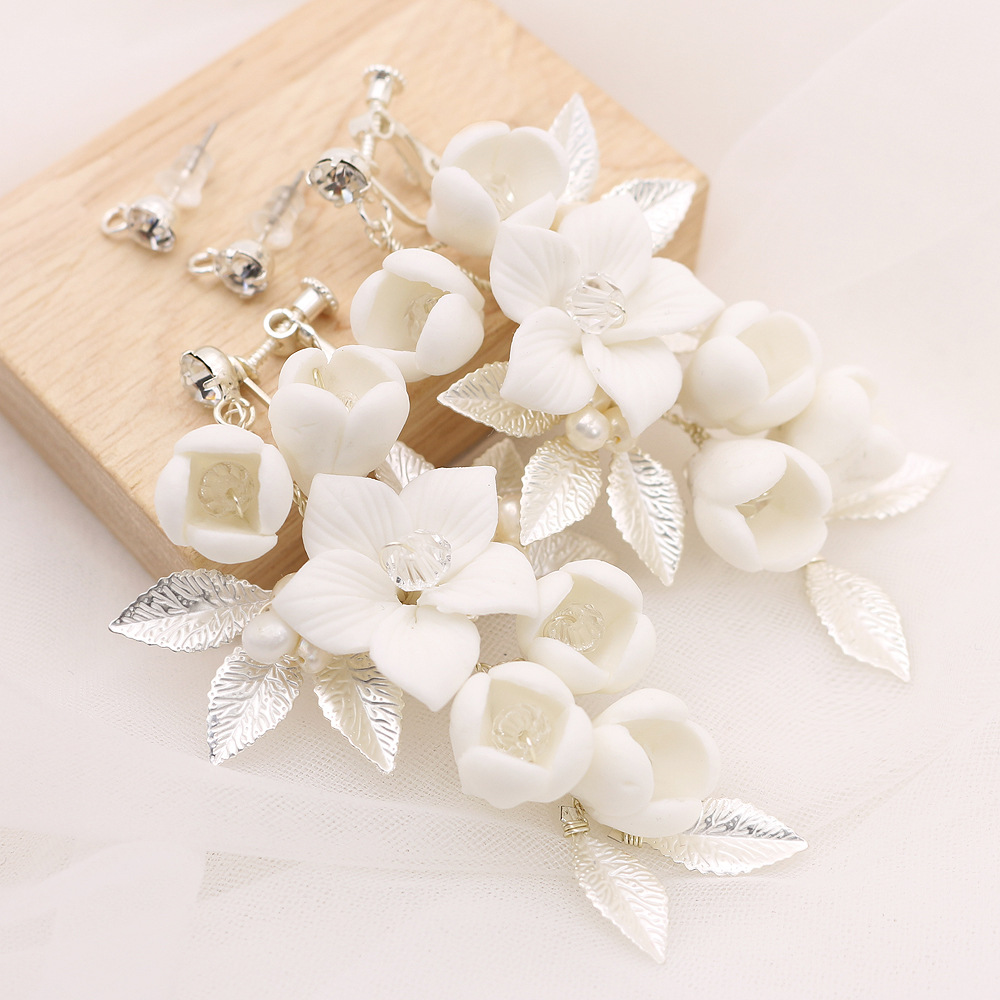 Title 4, Temperament Sade Beyaz Seramik Çiçekli Gelin Kü...