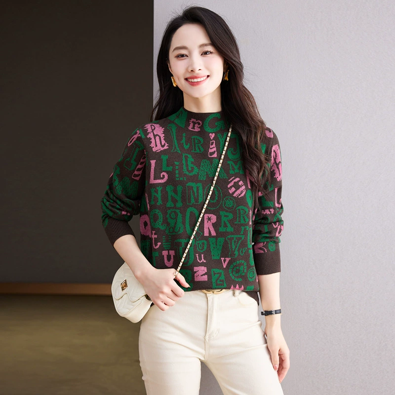 Woolen knitted sweater, 2024 years, high collar, oversize