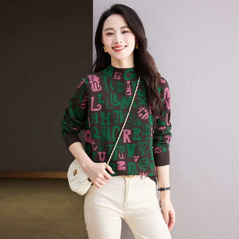 Woolen knitted sweater, 2024 years, high collar, oversize