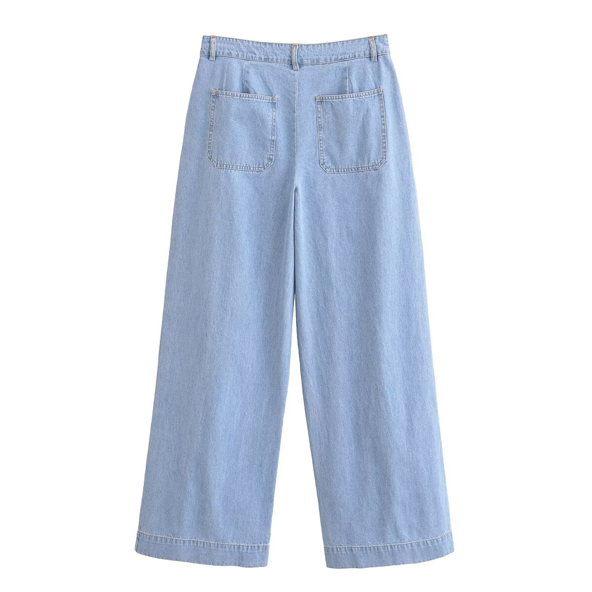 Women's Casual Denim Shirt And Pants Set Wide Sleeve Top with Relaxed Fit Jeans Korean Inspired Outfit for Spring_ecoleips.com