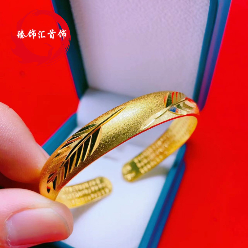 直播爆款999仿沙金心经手镯女开口简约时尚一夜暴富手环饰品批发