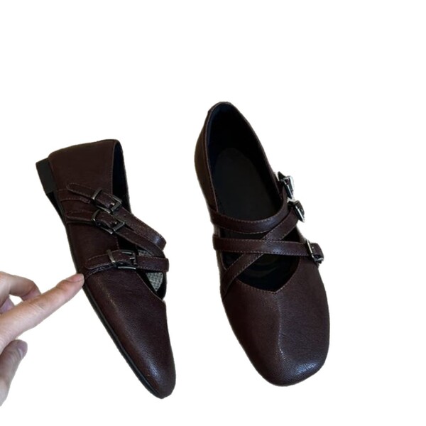 Retro ballet shoes square toe