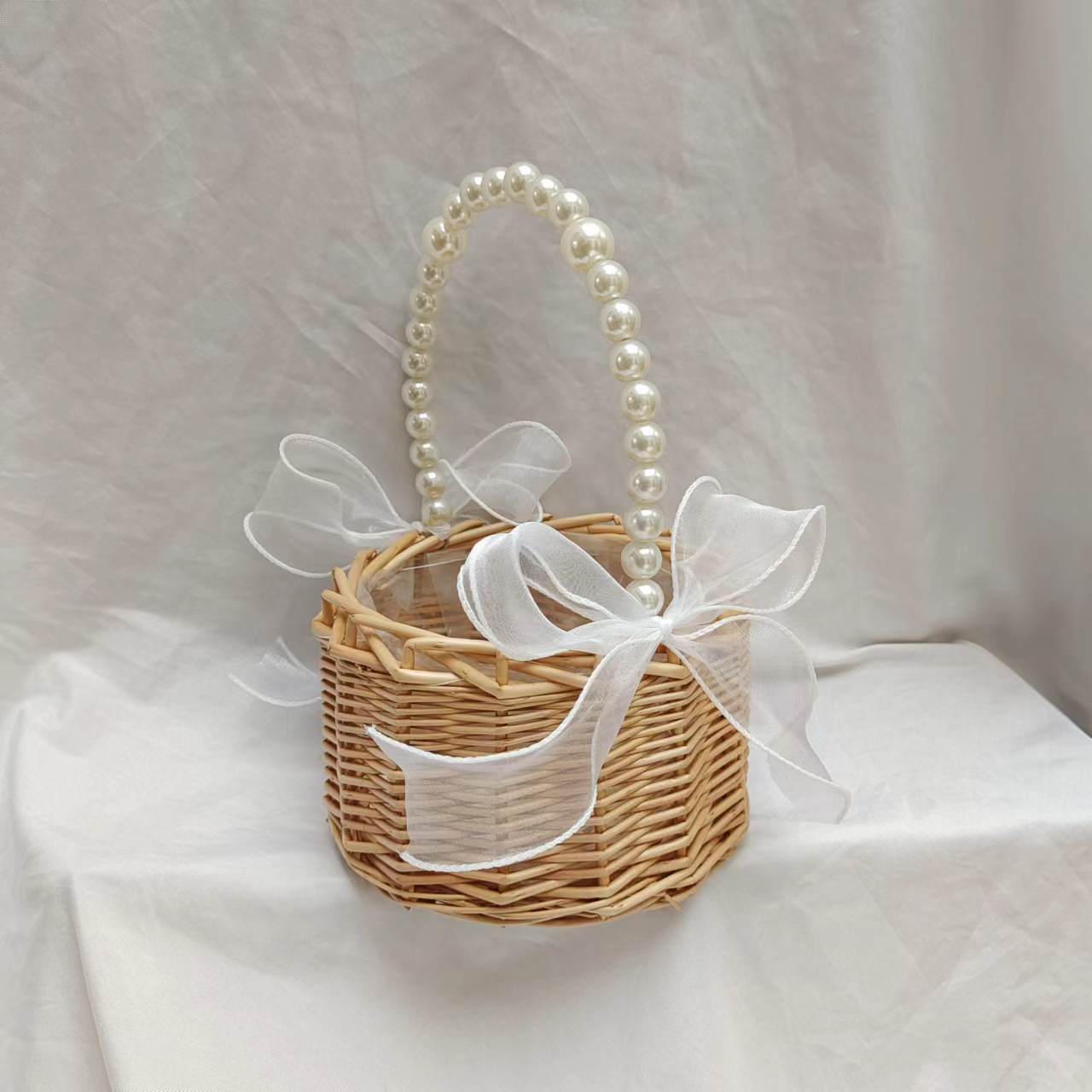 Encaje Mini encaje princesa cesta sauce Vine hierba olla tejida verde rosa flor niños foto cesta mano regalo cesta de flores de mano