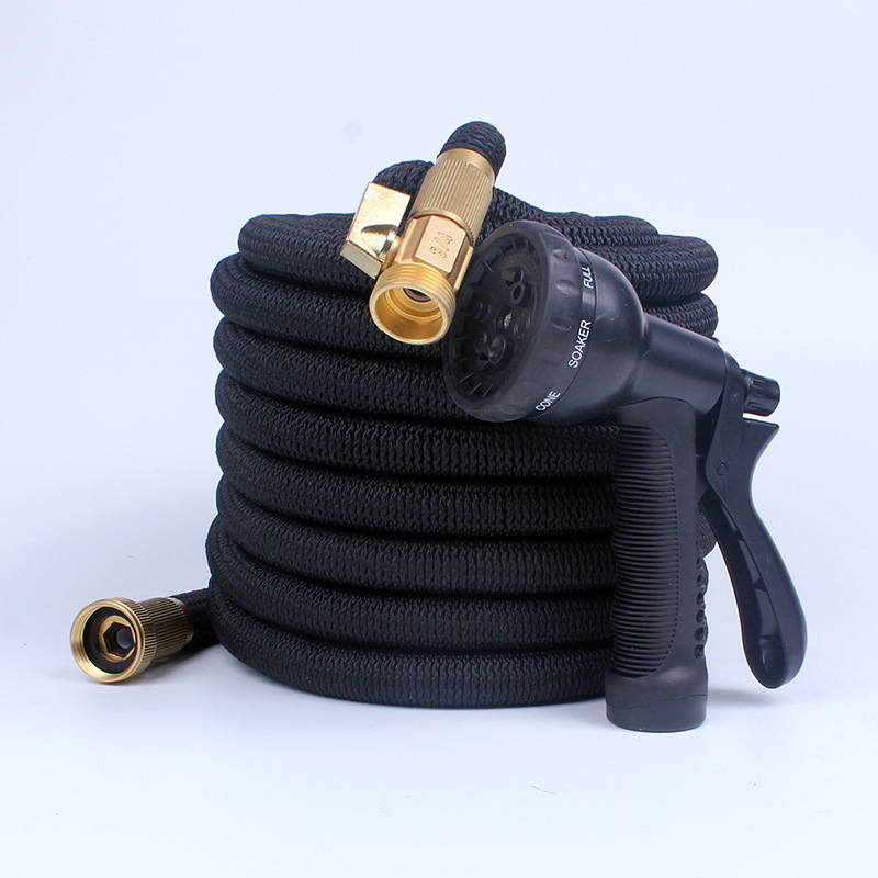 跨境新款美标带阀门2代八功能水枪魔术3倍伸缩洗车水管园林喷枪