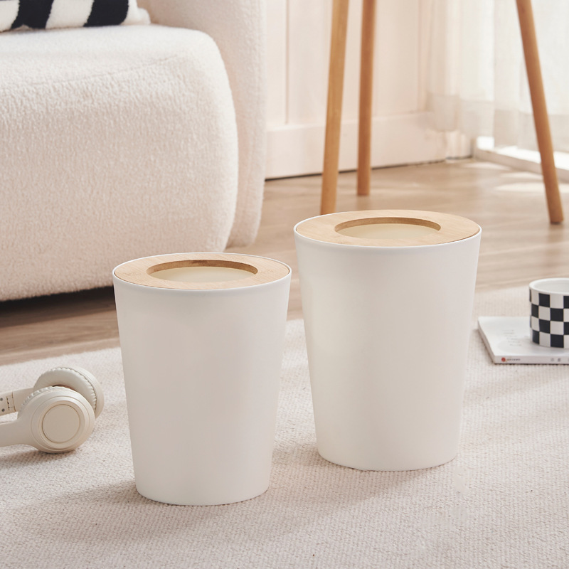 Round Wooden Lid Trash Bin with Lid Large Capacity Bathroom Kitchen Living Room Bedroom Trash Bin Light Luxury Wooden Lid Trash Basket Round Wooden Lid Trash Bin with Lid Large Capacity Bathroom Kitchen Living Room Bedroom Trash Bin Light Luxury Wooden Lid Trash Basket