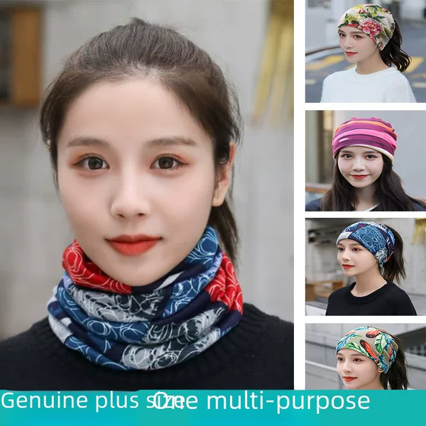 Factory direct autumn and winter double-layer scarf changeable twist cap multifunctional pullover neck protection hat mask scarf