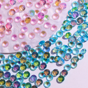 New Hot Selling Round Warm Elf Aurora Flat Bottom Drill Glass Crystal Magic Color Nail Drill DIY Nail Sticker Drill