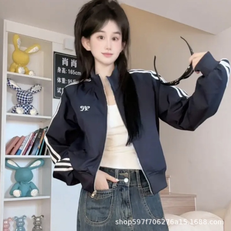韩系休闲宽松立领夹克短外套女2025年秋季新款宽松小个子百搭上衣|undefined
