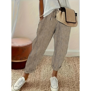 H 85061 Striped Elastic Waist Pants �l�y�ɾo�����eѝ�羳�¿�