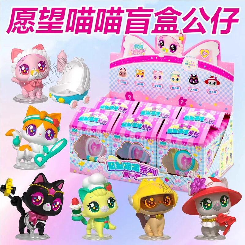 Official Wish Meow Meow Plush Blind Box Series 1 Toy Wishing Cat House Girl Trendy Figurine Desktop Ornament