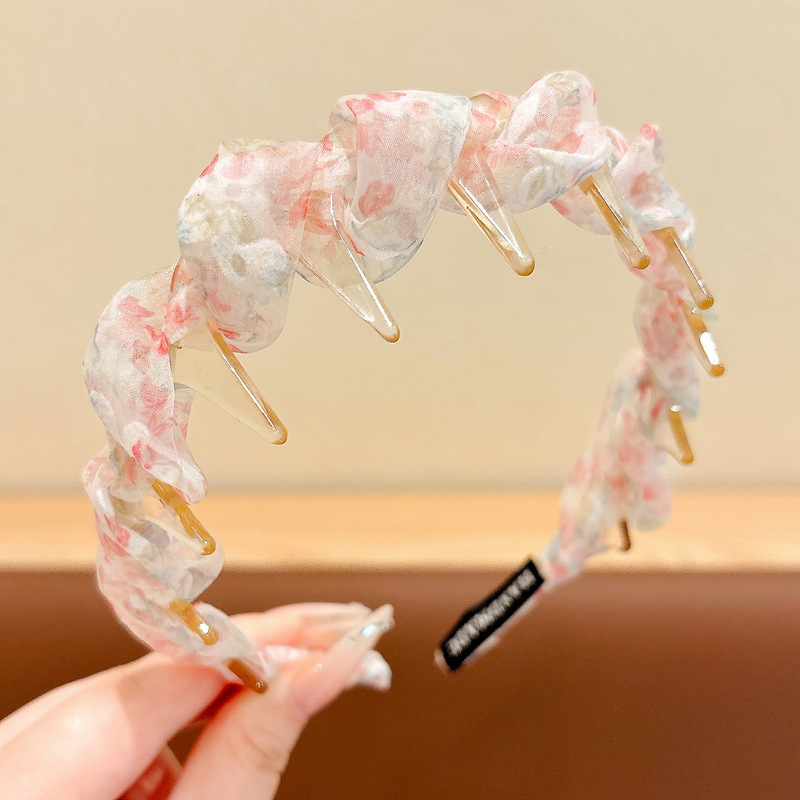 2025新款蝴蝶结褶皱黑白波点发箍女法式复古高颅顶显脸小头箍发卡|undefined