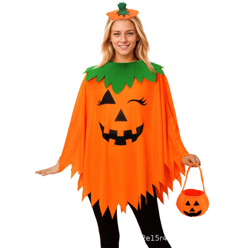 ハロウィンカボチャコスチューム子供用発光大人のコスプレcosヘッドバンドキャンディーバッグカボチャマントマント|undefined