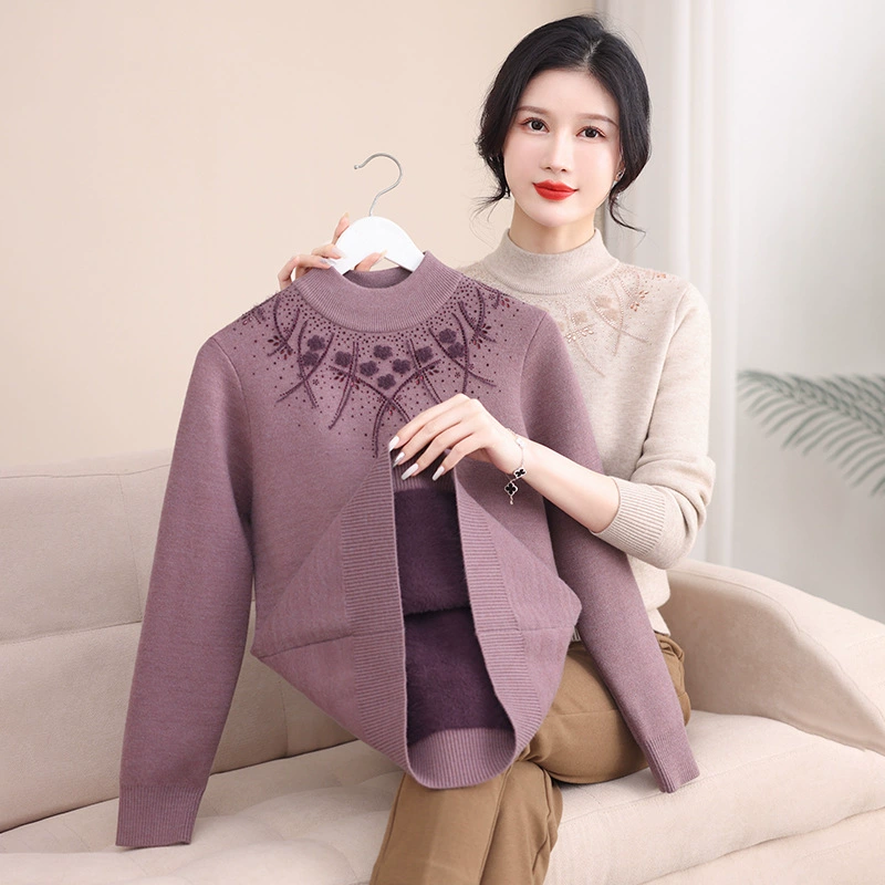 Зимний свитер мамы Плюшевый толстый, нижний свитер