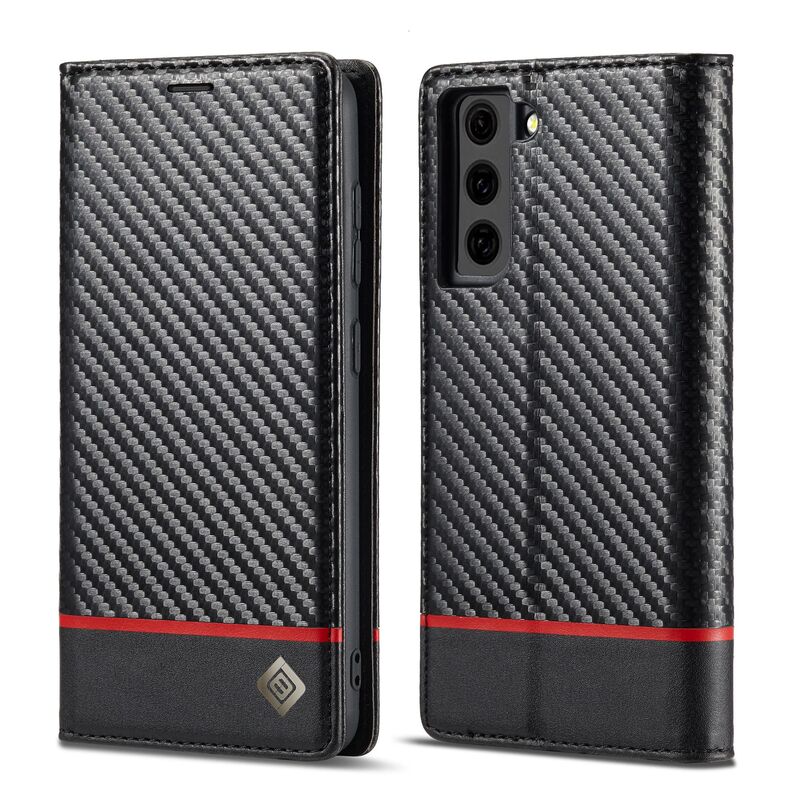For Samsung S21 carbon fiber mobile phone case S21PLUS protective case business card case S21FE anti-drop leather case For Samsung S21 carbon fiber mobile phone case S21PLUS protective case business card case S21FE anti-drop leather case