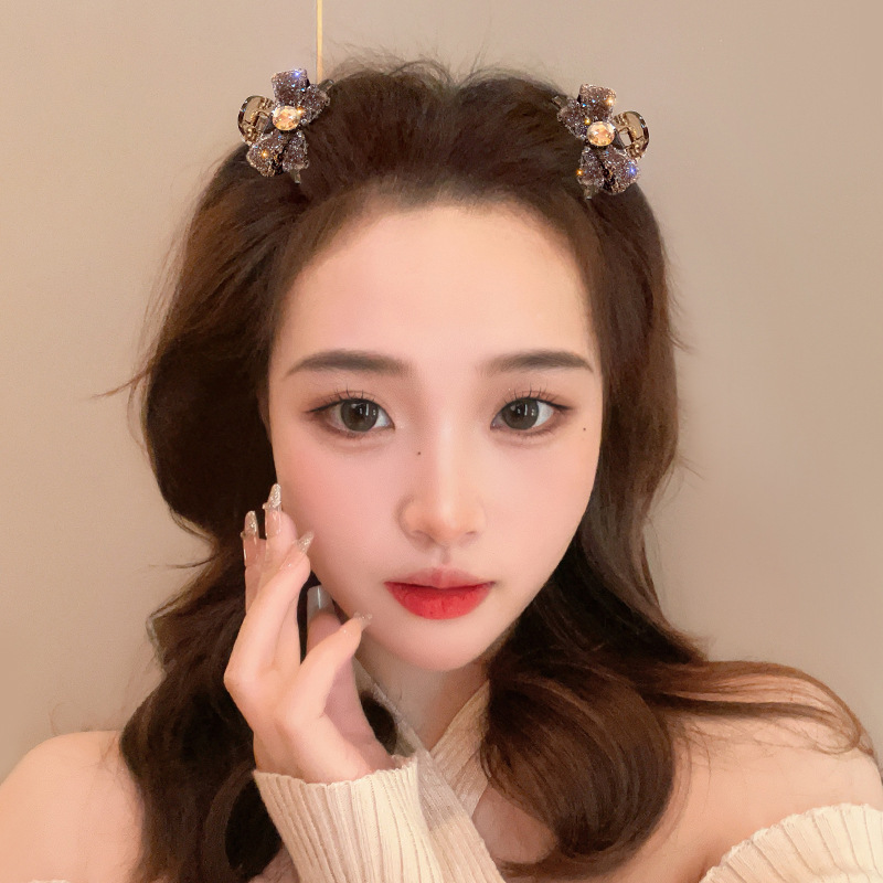 新しいダイヤモンドがちりばめられたリボンの小さなヘアピン、フェミニンな前髪クリップ、サイドヘアクリップ、小さくて絶妙な小さなグリッパー|undefined