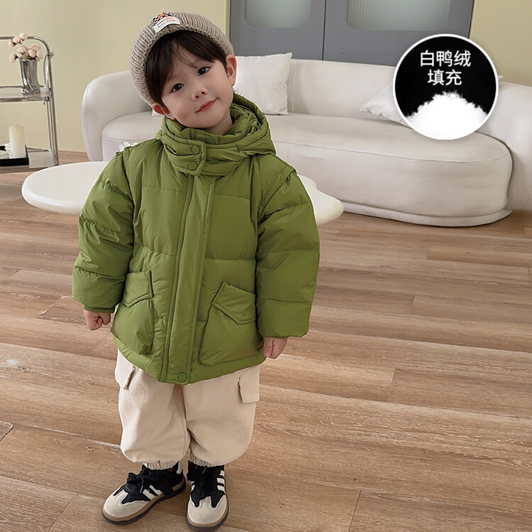 6615 chaqueta de plumón para niños 2024 invierno nuevo estilo para niños chaqueta de plumón coreana para bebés invierno con capucha engrosada marea