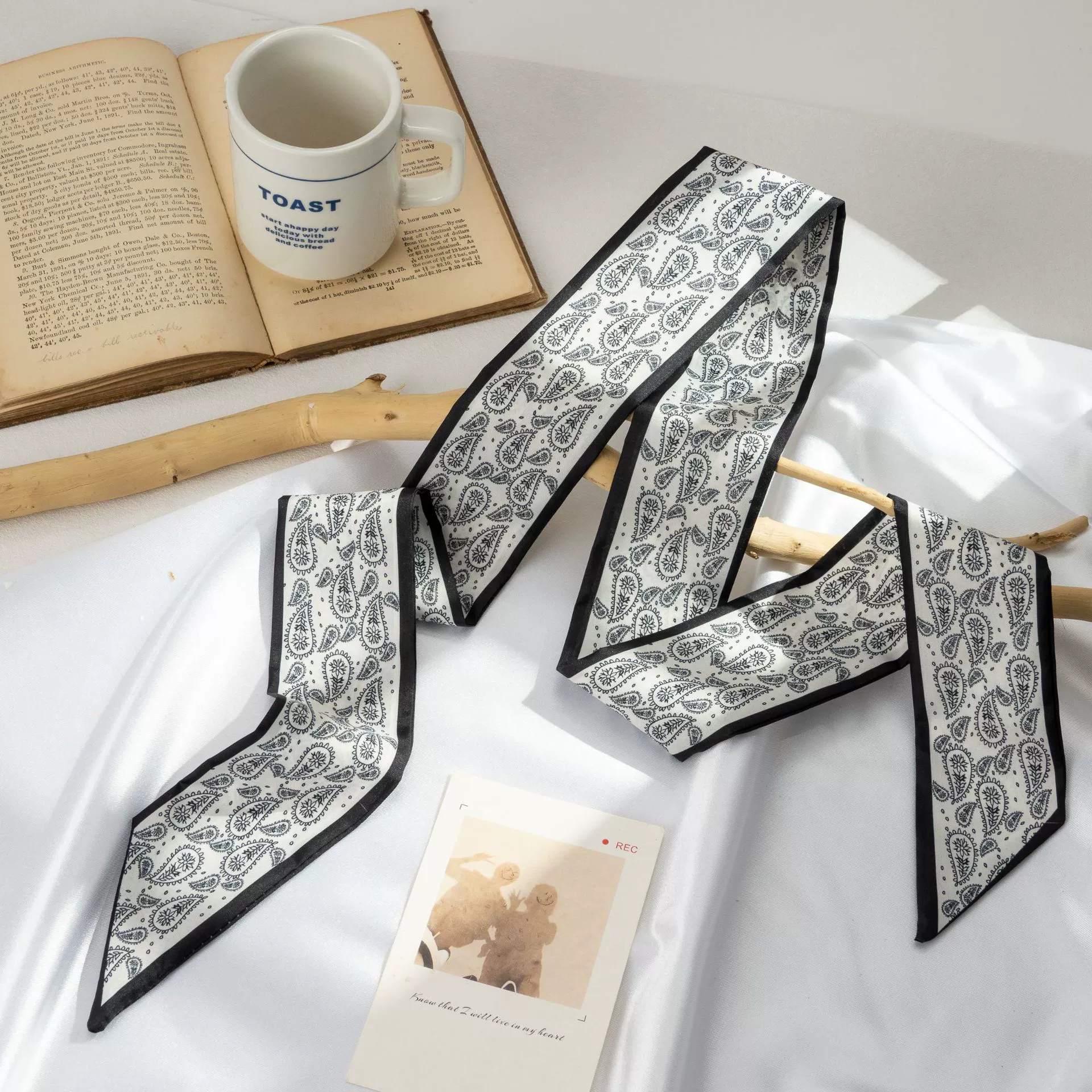 Silk Scarf Hairband (Suhang) long streamer 89×3.8 cm, lightweight gift box option