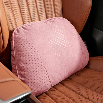Car Cushion and Neck Pillow, Headrest - s-style-suede-sakura-pink-waist-support-1-piece