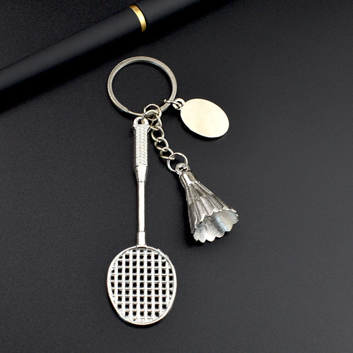 Creative badminton racket keychain, personalized badminton shape key pendant, advertising event small gift with engraving